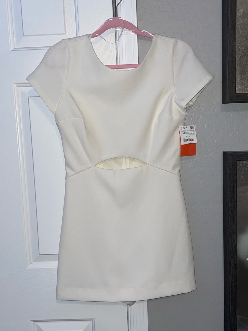 Zara Cream Short Sleeve Cutout Romper